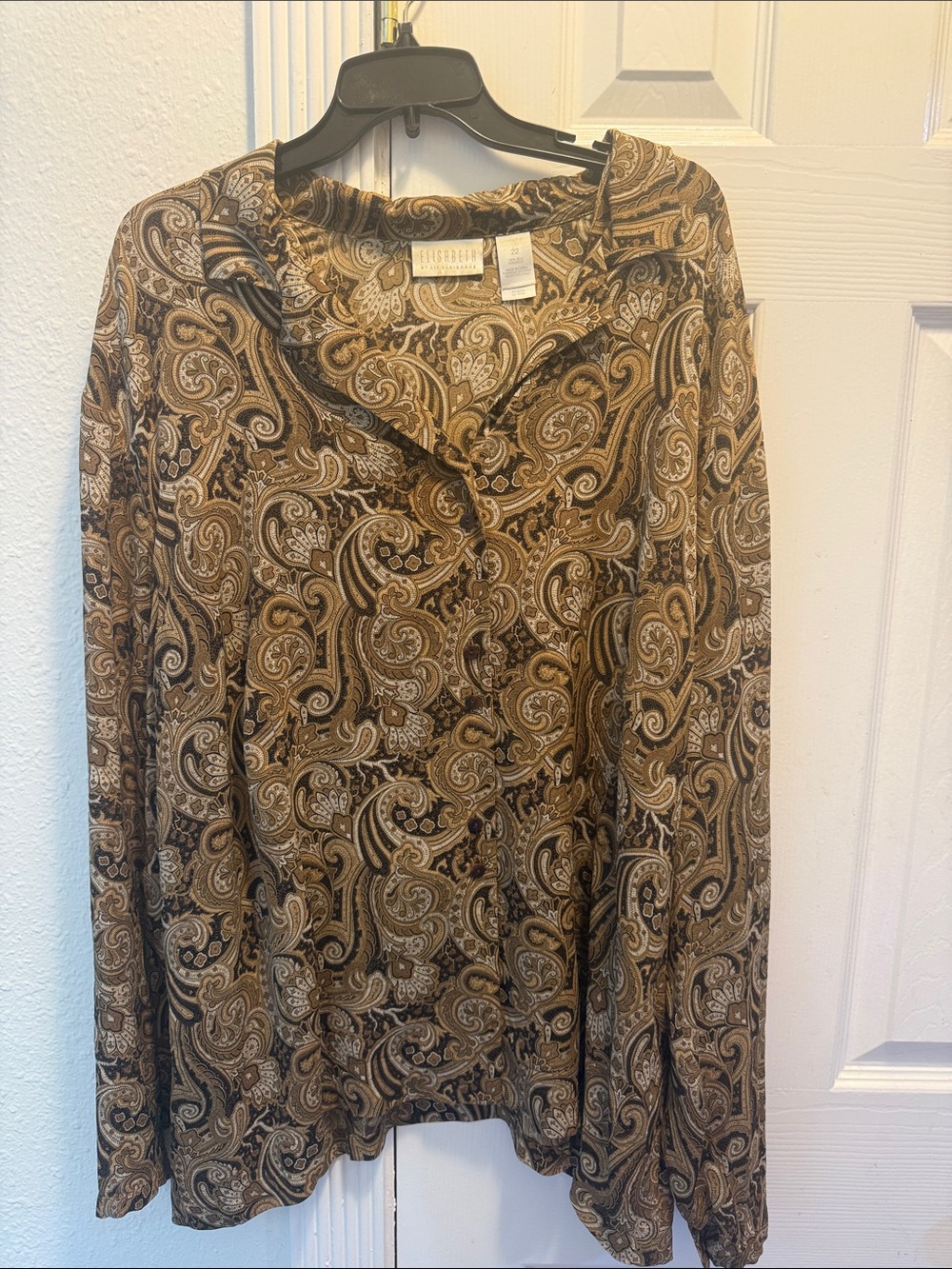 Elisabeth by Liz Claiborne Brown Paisley Button-Front Jacket